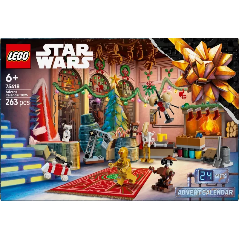 LEGO Star Wars adventný kalendár 2025 — sada 75418, sezónne zostaviteľné minifigúrky a modely