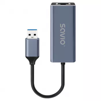Sieťový adaptér SAVIO AK-83 USB Type-A na RJ-45 konektor samec, 5 Gbit/s, čierna