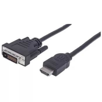 Manhattan HDMI na DVI-D 24+1 kábel, 1,8 m, konektor samec na konektor samec, čierny, zodpovedá HDMIDVIMM6, Dual Link, kompatibilný s DVD-D, doživotná záruka, polytaška