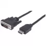 Manhattan HDMI na DVI-D 24+1 kábel, 1,8 m, konektor samec na konektor samec, čierny, zodpovedá HDMIDVIMM6, Dual Link, kompatibilný s DVD-D, doživotná záruka, polytaška