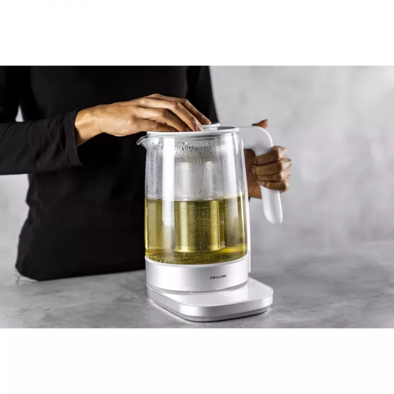 Elektrická rýchlovarná kanvica ZWILLING 1,7 l 1850 W, sklenené telo, biela