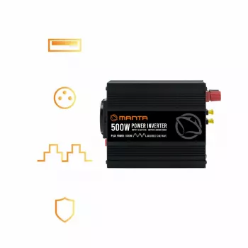 Napäťový menič MANTA MPI500M 500W trvalý výkon / 1000W špičkový výkon DC na AC