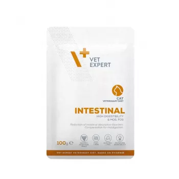 VETEXPERT Intestinal Cat 100 g – kuracie, 38% proteín, 20% tuk, pre dospelé mačky, slabosť pankreasu