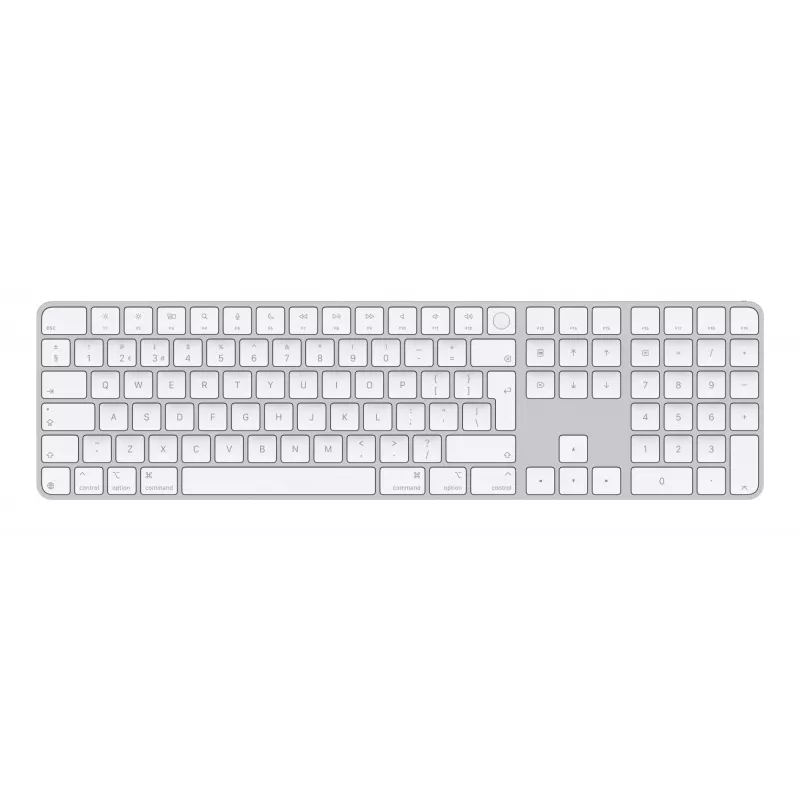 Apple Magic Keyboard s Touch ID a numerickou klávesnicou, UK English, biela (MXK73B/A)