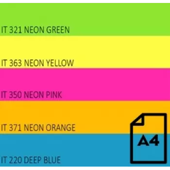 Farebný neónový papier Double A, 75 g, A4, 100 listov, Rainbow 4, 5 neónových farieb