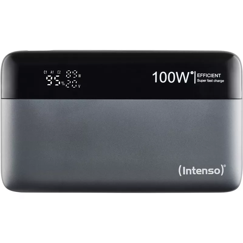 Powerbank INTENSO 7350050 — 20000 mAh, 1× USB-A + 2× USB-C, 100 W celkový výstupný výkon, čierna/sivá