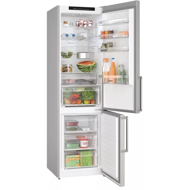 Bosch Serie 4 KGN39VICT chladnička s mrazničkou, voľne stojaca, 363 l (260 l + 103 l), 203 cm, energetická trieda C, nerezová oceľ