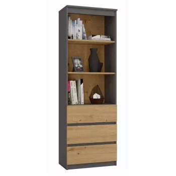 Kancelárska polica Top e shop RS-60 ANT/ART KPL — 3 police, drevotrieska, 600×350×1800 mm