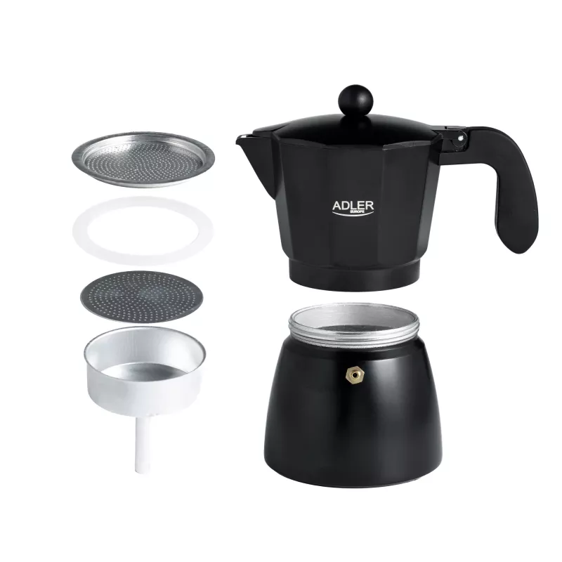 Espresso stroj Adler AD 4421 — 15 bar pumpa, čierne puzdro
