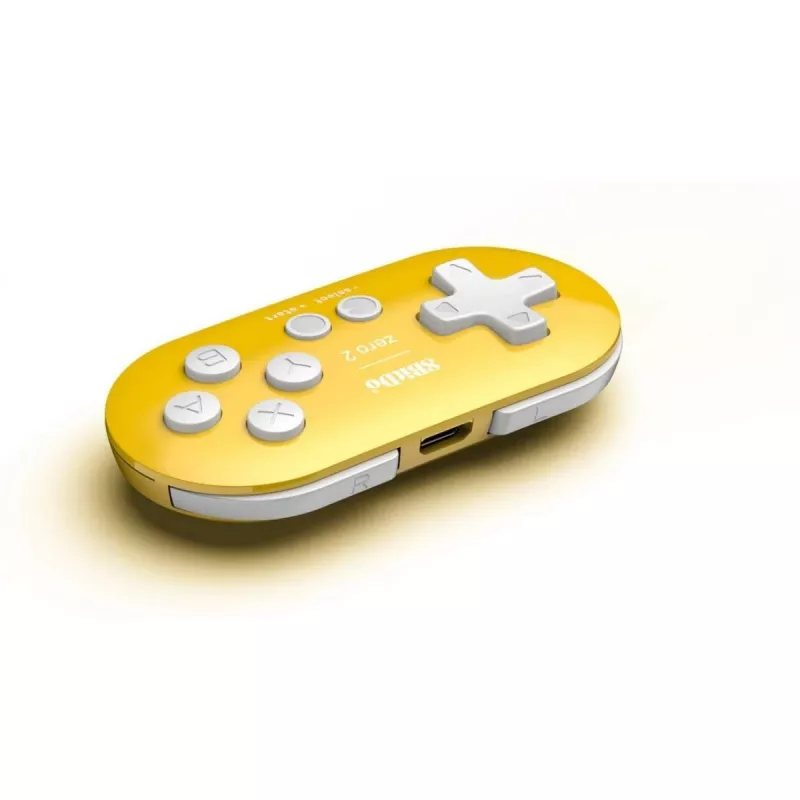 Bezdrôtový herný ovládač 8BitDo Zero 2 žltý — Bluetooth, kompaktná vrecková veľkosť, RET00221