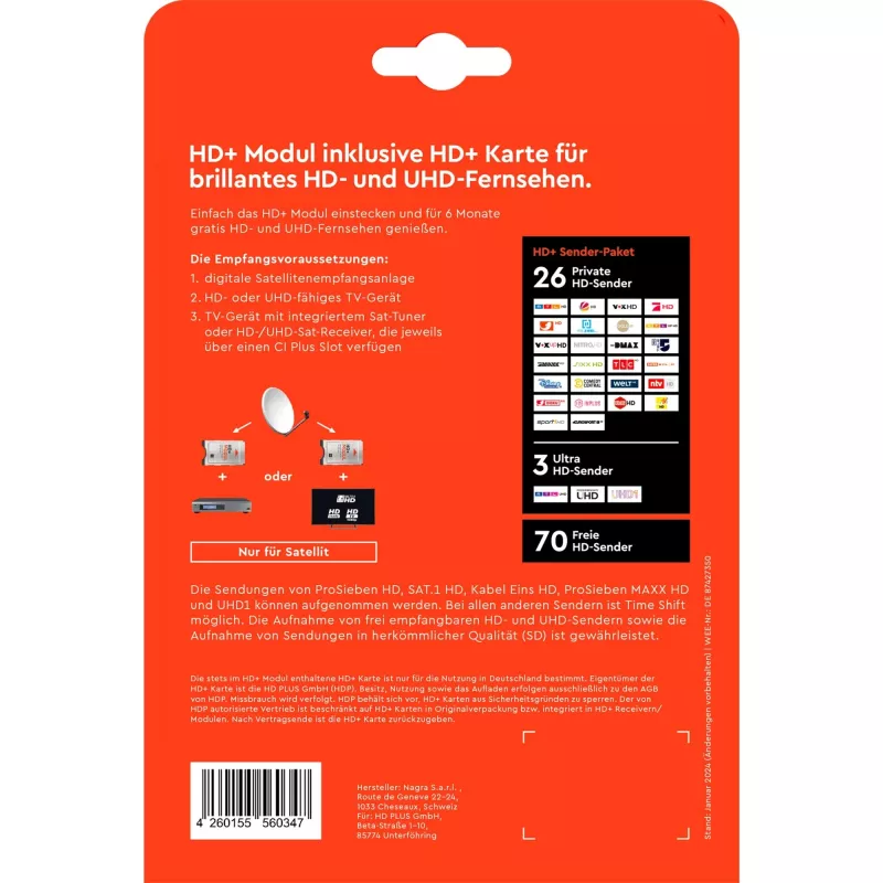 HD plus HD+ modul vrátane 6 mesiacov balíka staníc HD+