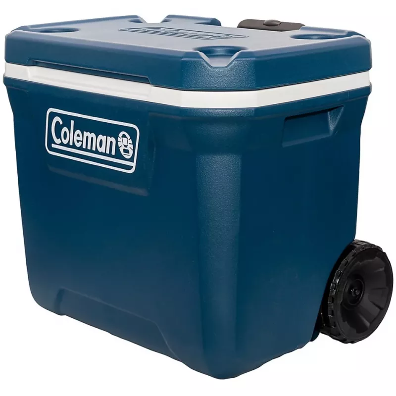 Coleman 50QT Xtreme kolieskový chladič, modrý, plast, polyuretán (PU), čierny, 47 l, 113 kg