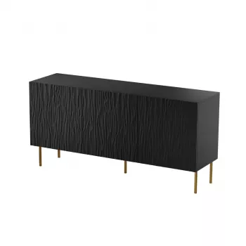 Zásuvková skriňa cama meble JUNGLE 1520×405×745 mm matná čierna so zlatými nohami, drevotrieska