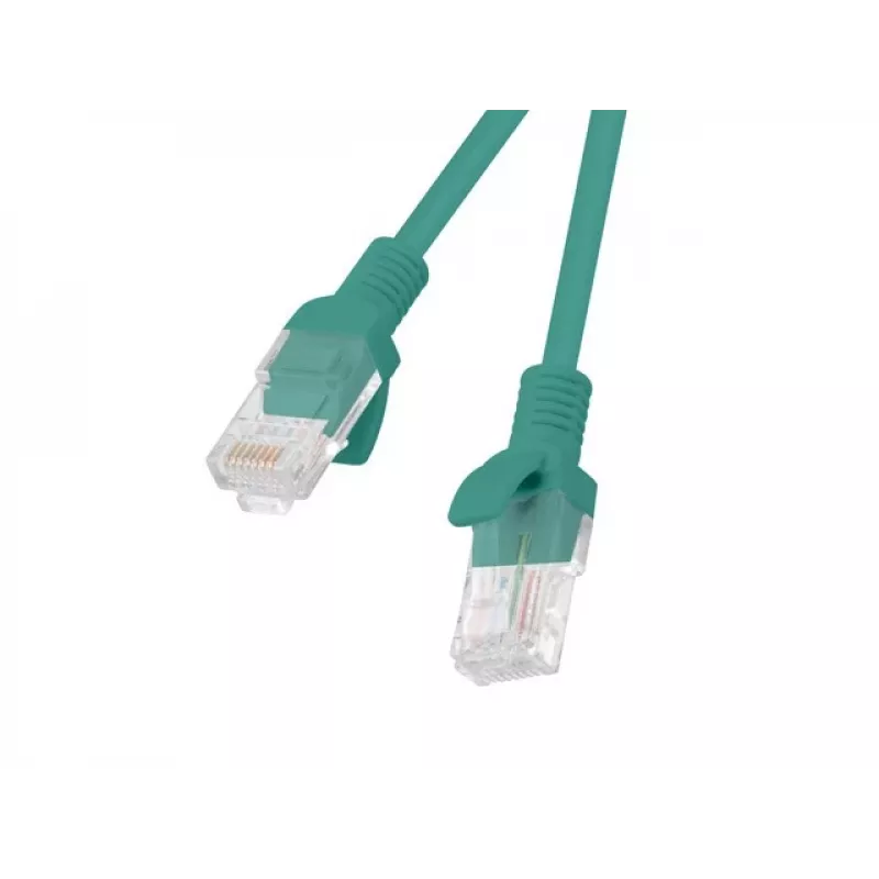 Patch kábel CAT.6 UTP LANBERG PCU6-20CC-0025-G — 0,25 m, RJ-45 konektor samec-konektor samec, CCA, 250 MHz, zelený, balenie 10 ks