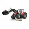 Hračkársky traktor BRUDER Massey Ferguson 7624 s čelným nakladačom, červený, pre deti od 3 rokov