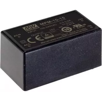 Napájací zdroj MEAN WELL MPM-10-24, 10 W, vstup 80–264 V, výstup 24 V, RoHS
