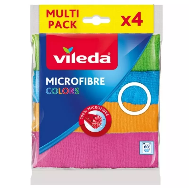Vileda Microfibre Colors čistiace utierky, viacfarebné, 4 ks