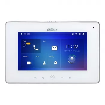 Príslušenstvo k interkomu DAHUA VTH5221DW-S2 – 7 palcov 1024x600 displej, Wi‑Fi 802.11b/g/n, 10/100 Mbit/s LAN, 7 W, biela