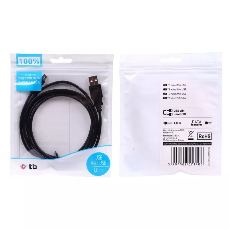TB USB - MINI USB kábel 1,8 M. čierny (AKTBXKU3PBAW18B)
