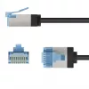 Goobay ultra-flexibilný CAT 6A patch kábel tenký U/FTP čierny - extra krátky konektor samec (74316)