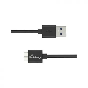 USB kábel MediaRange MRCS240 — USB A na Micro-USB B, USB 3.2 Gen 1 (3.1 Gen 1), 1,8 m, čierny