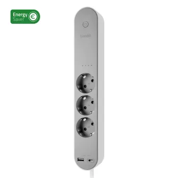 Predlžovacia zásuvková lišta Hombli HBPO-0108 — 3× Type E AC zásuvky, 230V 16A, interiérová, biela/sivá