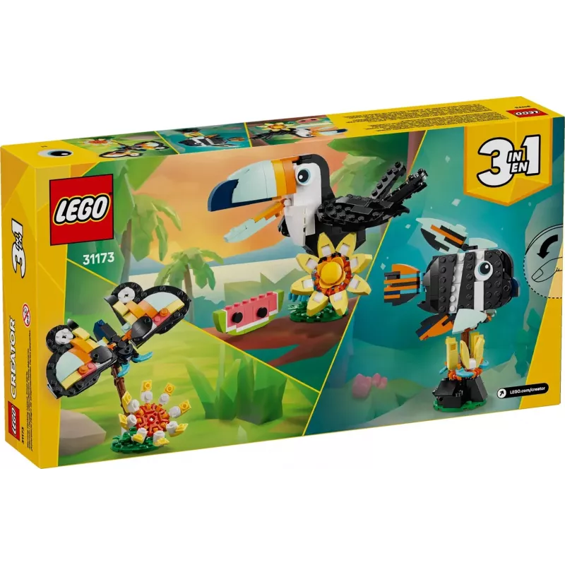 Stavebná hračka LEGO Creator 3-in-1 Divé zvieratá tropický tukan set 31173