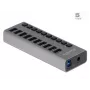 DeLOCK externý 5 Gbps USB hub s 10 portami + prepínač