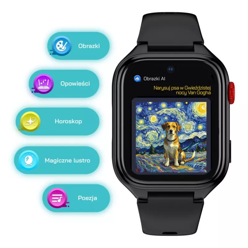 Smartwatch Stelio ST-SWJ102-BK Junior Pro AI 4G čierne – detské wearable zariadenie s 4G konektivitou