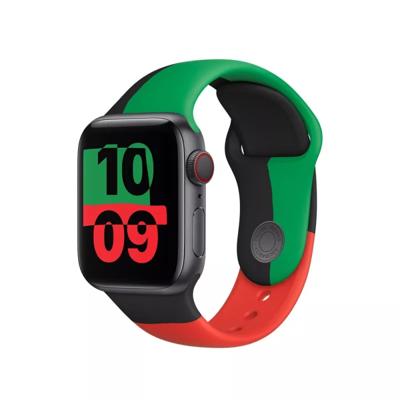 Remienok Apple 40mm čierny Unity Sport Band M/L čierny zelený červený