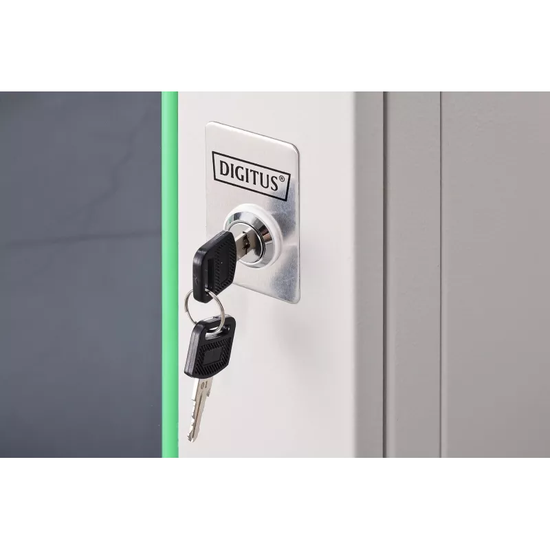 Nástenný 19-palcový rack DIGITUS Dynamic-N DN-37106 — 9U, 600x600 mm, IP20, zámok na kľúč