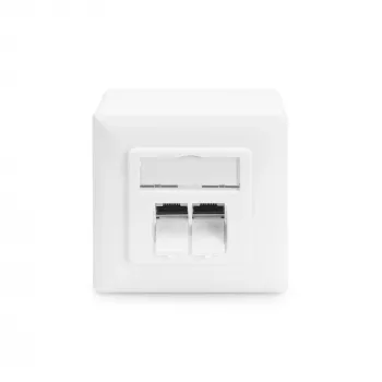 CAT.6A dátová zásuvka, na omietku, tienená, 2x RJ-45 LSA (biela, 5 kusov, Class E)