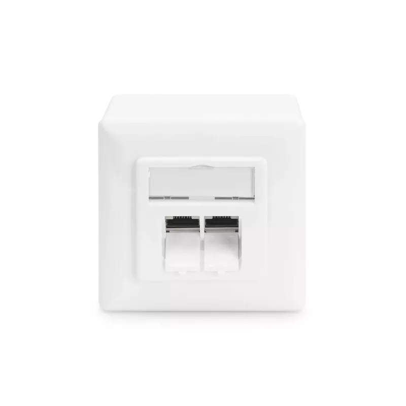 CAT.6A dátová zásuvka, na omietku, tienená, 2x RJ-45 LSA (biela, 5 kusov, Class E)