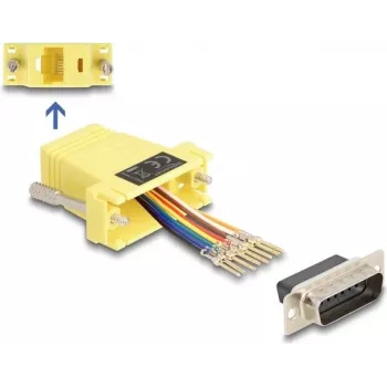 DeLOCK 67110 Montážna súprava D-Sub 15-pinový samec na RJ45 samicu, žltá