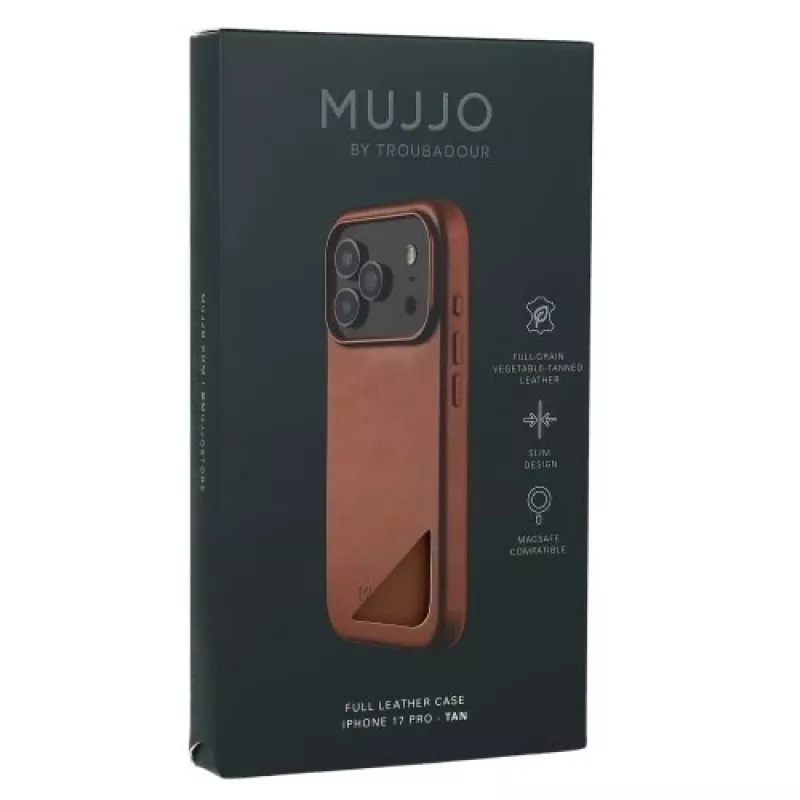 Mujjo Full Leather Case MagSafe puzdro pre iPhone 17 Pro hnedá
