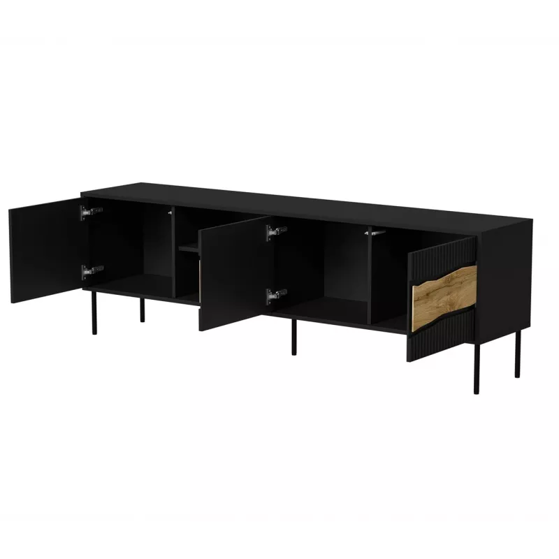 TV skrinka cama meble INSERTO 3D1W 190x40x62 cm čierna s LED