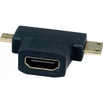 VALUE HDMI adaptér s ethernetom - HDMI samica na mini HDMI, micro HDMI samec