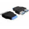 Delock adaptér USB 3.0 pin header konektor samica > 2 x USB 3.0 konektor samica - vedľa seba (65324)