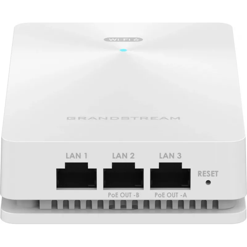 Grandstream GWN7661E zapustiteľný prístupový bod Wi-Fi 6 do steny, AX3000, dvojpásmový 2,4/5 GHz, 3 Gbps, MU-MIMO, PoE/PoE+, porty Gigabit, 256 klientov