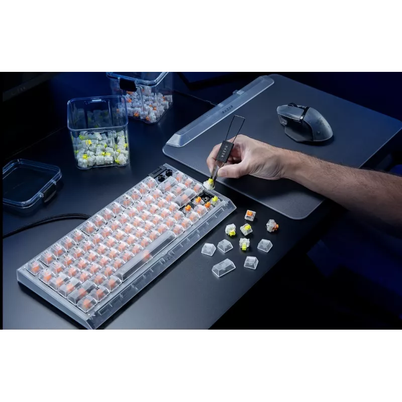 Razer Hot-swappable Mechanical Gaming Keyboard | BlackWidow V4 75% | Herná klávesnica | Káblová | US | Phantom White Edition | USB Type-C | Razer Mechani