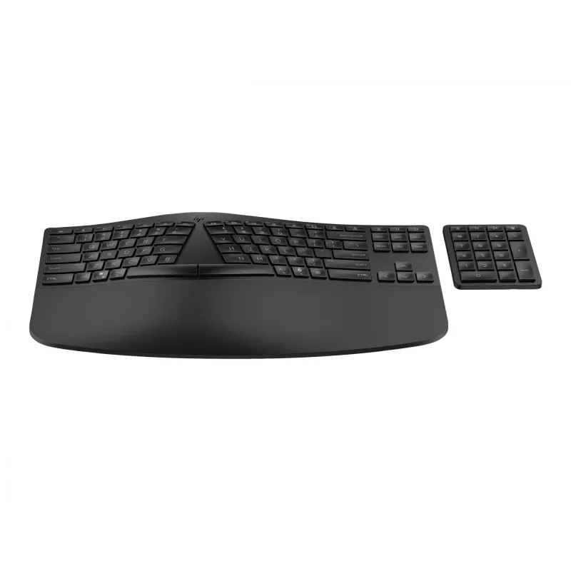 HP 960 ergonomická bezdrôtová klávesnica, plná veľkosť (100%), bezdrôtová, RF Wireless + Bluetooth, membránová, čierna