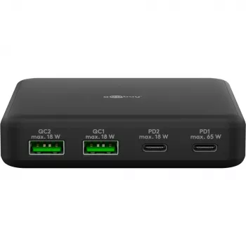 GOOBAY Multiport USB-C PD GaN stolná nabíjačka 65 W, čierna