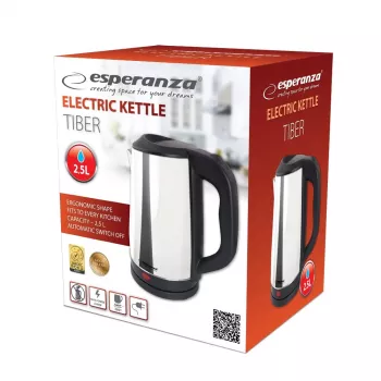 Elektrická kanvica ESPERANZA EKK036X, 2,5 l, 2200 W, nerez, skryté vyhrievacie teleso