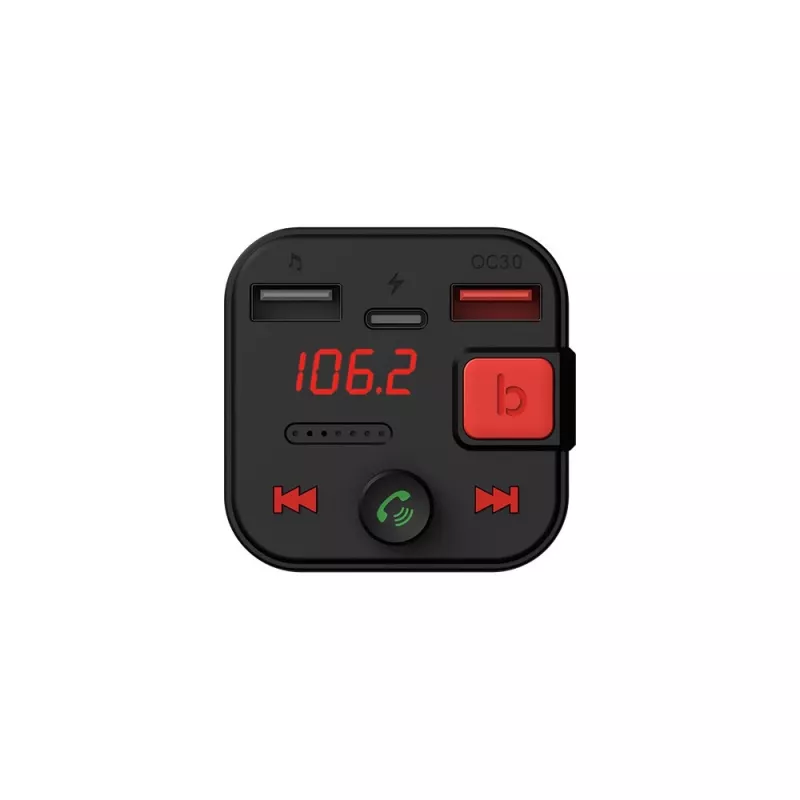 SAVIO FM vysielač, Bluetooth 5.3, nabíjačka QC 3.0, LED displej, Bass Boost, TR-15, čierna