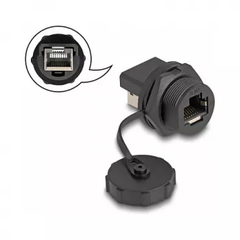 DeLOCK RJ45 Cat.6A spojka IP67 vodotesná prachotesná čierna
