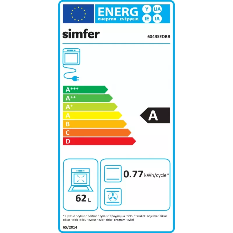 Simfer 6043SEDBB voľne stojaci elektrický sporák, 62 l, biela