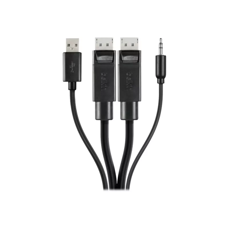 Belkin Secure KVM Combo kábel - kábel klávesnica / video / myš / audio - USB, Mini konektor, DisplayPort (M) na stereo mini jack, USB Type