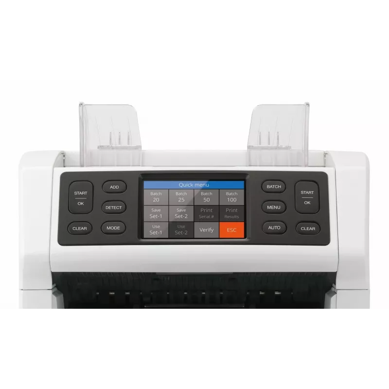 Safescan 2850 počítačka bankoviek s detekciou falzifikátov (UV, magnetická, veľkosť), 1500 bankoviek/min, dotykový displej, biela