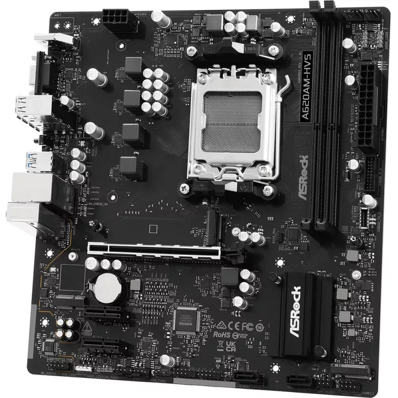 Základná doska ASRock A620AM-HVS Micro ATX — čipset AMD A620A, socket AM5, DDR5, 2 DIMM, až do 128 GB, HDMI 2.1, M.2 2280