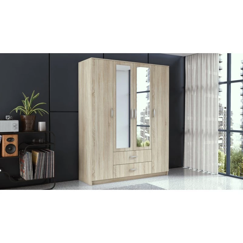 Šatníková skriňa Topeshop ROMANA 160 SON 11 polic 4 dvere dub